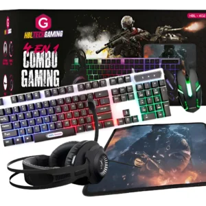Combo Gamer 4en1 Retroiluminado Hbl-tech Negro